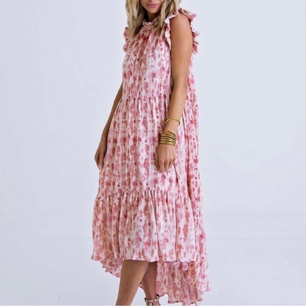Karlie Hi-Low Tiered Maxi Dress Large EUC